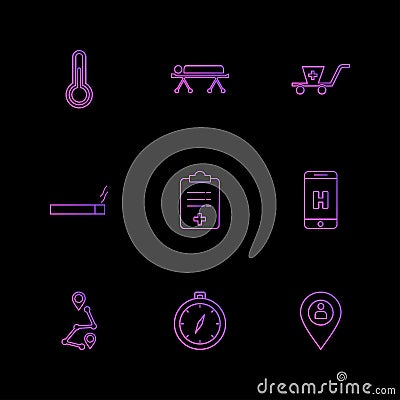 Thermometer , strature , medical , smoking, health , mobile , na Vector Illustration