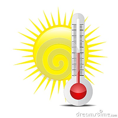 Thermometer with sun Vector Illustration