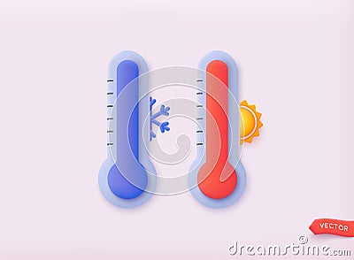 Thermometer for testing the temperature. 3D Web Vector Illustrations Vector Illustration