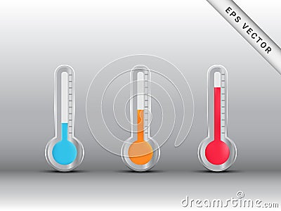 Thermometer vector illustration, there are three conditions : cold, warm and hot. Medicine and health design concept. Vector Illustration