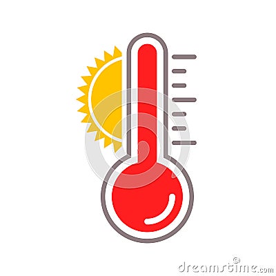 Thermometer vector sun heat temperature icon Vector Illustration