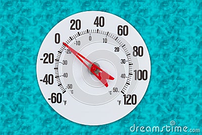 Thermometer at zero degrees Fahrenheit for your winter or cold message Stock Photo