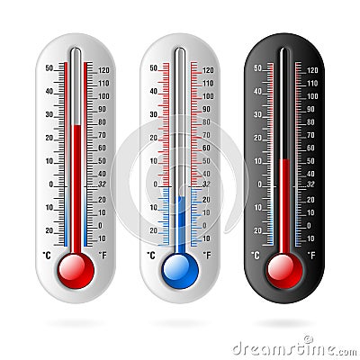 Thermometers. Celsius and Fahrenheit. Vector Illustration