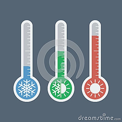 Thermometers with different temperatures Vector Illustration