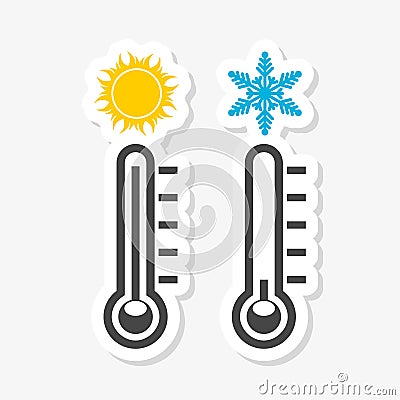 Thermometers with high and low temperature sticker Stock Photo