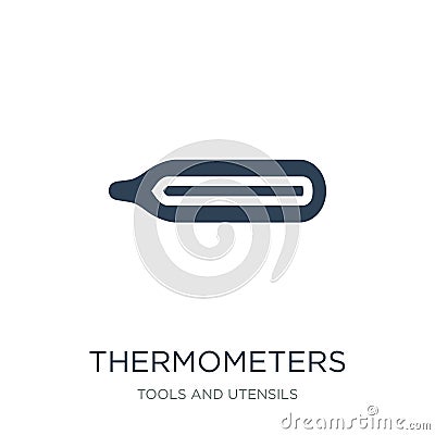 thermometers icon in trendy design style. thermometers icon isolated on white background. thermometers vector icon simple and Vector Illustration