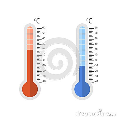 Thermometers set cold and hot on a white background Vector Illustration