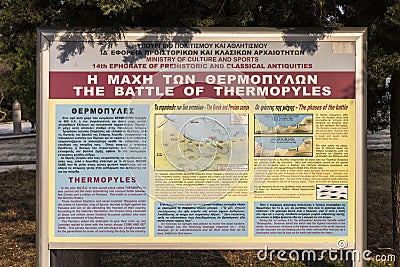Thermopylae Memorial, Greece Editorial Stock Photo