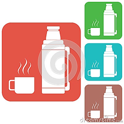 Thermos container icon, camping and hiking equipment Vector Illustration