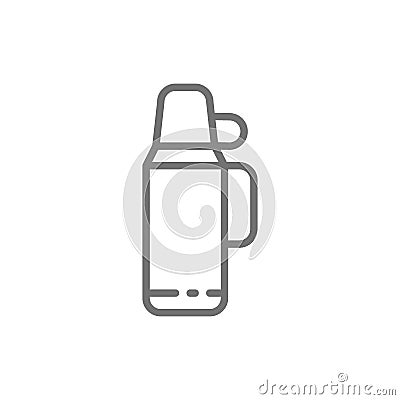 Thermos with a cup line icon. Vector Illustration