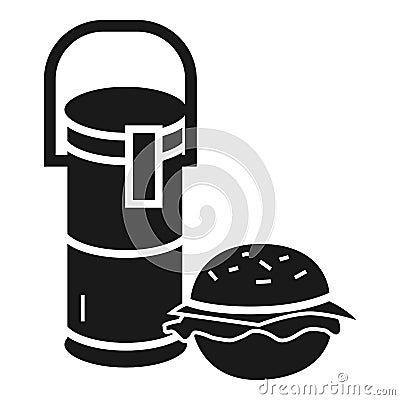 Thermos drink burger lunch icon, simple style Vector Illustration