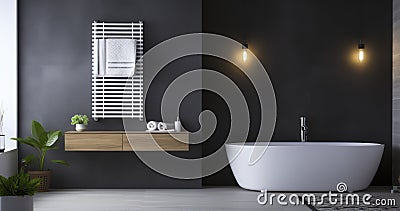 A Thermostatic White Towel Dryer Radiator, the Perfect Addition to Any Bathroom Stock Photo