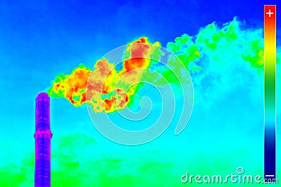 Thermovision image heating plant chimney Stock Photo