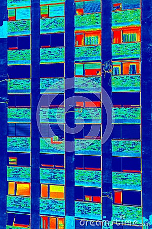 Thermovision image on Residential building Stock Photo
