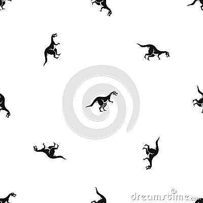 Theropod dinosaur pattern seamless black Vector Illustration