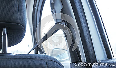 Back view of wearing safety belt Stock Photo