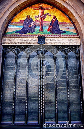 95 Theses Door Luther Crucifixion Mosaic Castle Church Wittenberg Germany Stock Photo