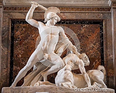 Theseus Defeats the Centaur, sculpture in Kunsthistorisches Muse Editorial Stock Photo