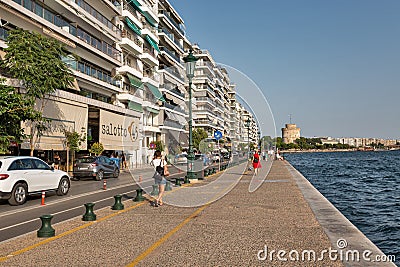 Waterfront Thessaloniki cityscape in Greece Editorial Stock Photo