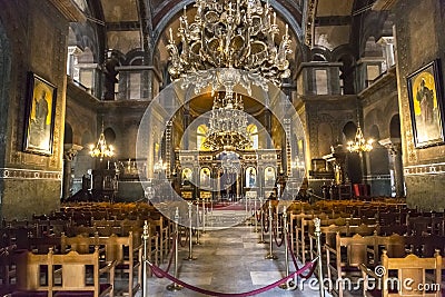 Interior view of the Byzantince chuch of Hagia Sophia or Agias Sofias in Thessaloniki, Greece Editorial Stock Photo