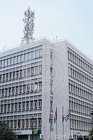 Thessaloniki, Greece - September 04 2016: OTE Group telecommunications building in Thessaloniki. Editorial Stock Photo