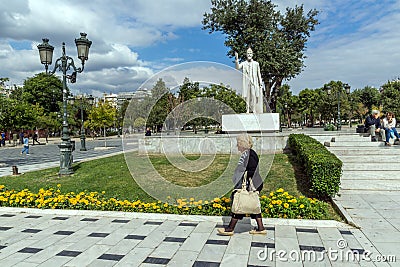 Statue of Eleftherios Venizelos in the center of city of Thessaloniki, Central Macedon Editorial Stock Photo