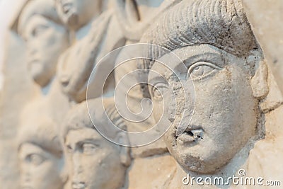 07.13.2022 Thessaloniki, Greece. Stunning closeup shot of white marble or stone sculpture. Greek-style ancient face Editorial Stock Photo