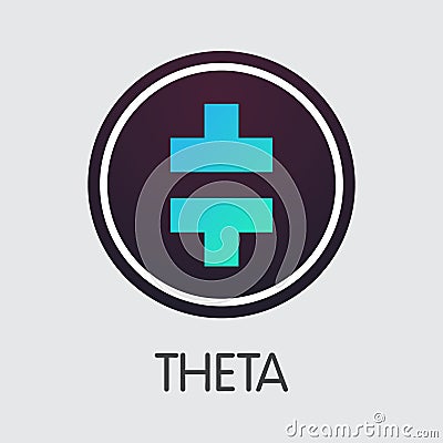 THETA - Theta. The Icon of Cryptocurrency or Market Emblem. Vector Illustration