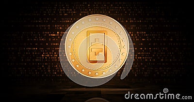 Theta Network cryptocurrency symbol golden coin illustration Cartoon Illustration