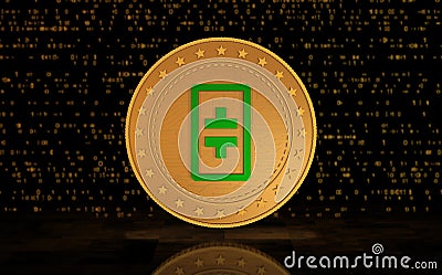 Theta Network cryptocurrency symbol golden coin illustration Cartoon Illustration