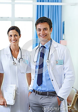 Theyre an unstoppable diagnosis force. Portrait of a smiling medical team. Stock Photo