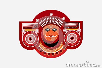 Illustration of a Theyyam face. Stock Photo