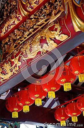 Thian Hock Keng Temple Chinese New Year Decorations Stock Photo