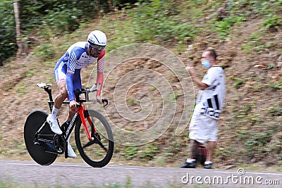 Thibaut Pinot on stage 20 at Le Tour de France 2020 Editorial Stock Photo