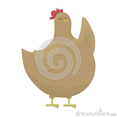 Thick bellied brown chicken teens with closed eyes drawing vector on white background Vector Illustration