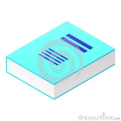 Thick blue book icon, isometric style Vector Illustration