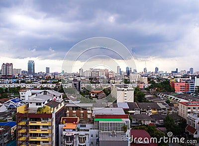 Thick cloud of rain in Bangkok city, Thailand Stock Photo