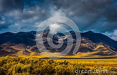 Thick clouds over Ruby Mountains Stock Photo