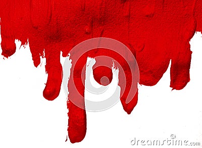 Thick drips of red paint Stock Photo