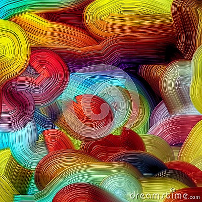 Thick layers of paint in digitally generated multi color Stock Photo