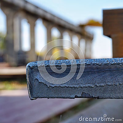 Thick steel sheet in a warehouse Stock Photo