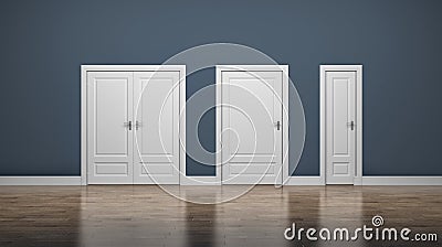 Thick and thin doors. Enter and Exit. Business concept Cartoon Illustration