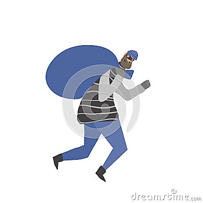 Thief with bag. Vector hand drawn bandit isolated Vector Illustration