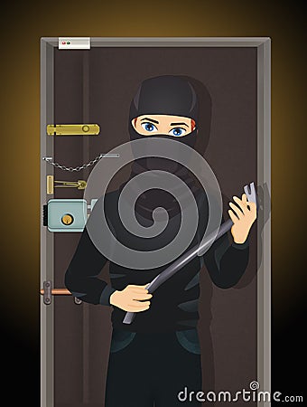 Thief with crowbar Stock Photo