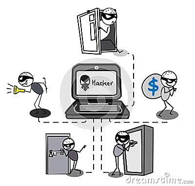 Thief hacker Cartoon Illustration