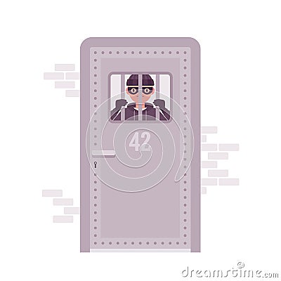 Thief in a jail Vector Illustration
