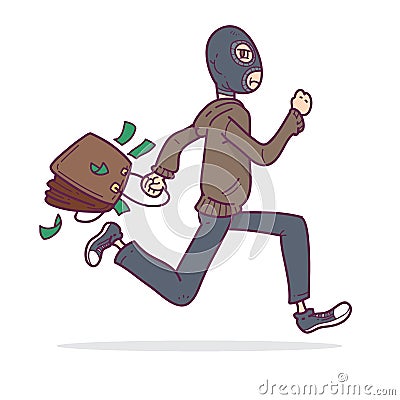 Thief running with money Vector Illustration