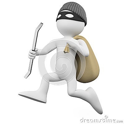 Thief running with a sack Stock Photo