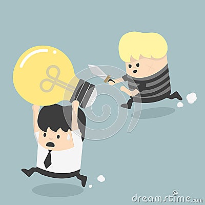 Thief stealing idea Businessman Vector Illustration