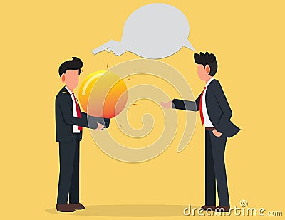 Thief stealing ideas from business person. concept violence and speech Vector Illustration